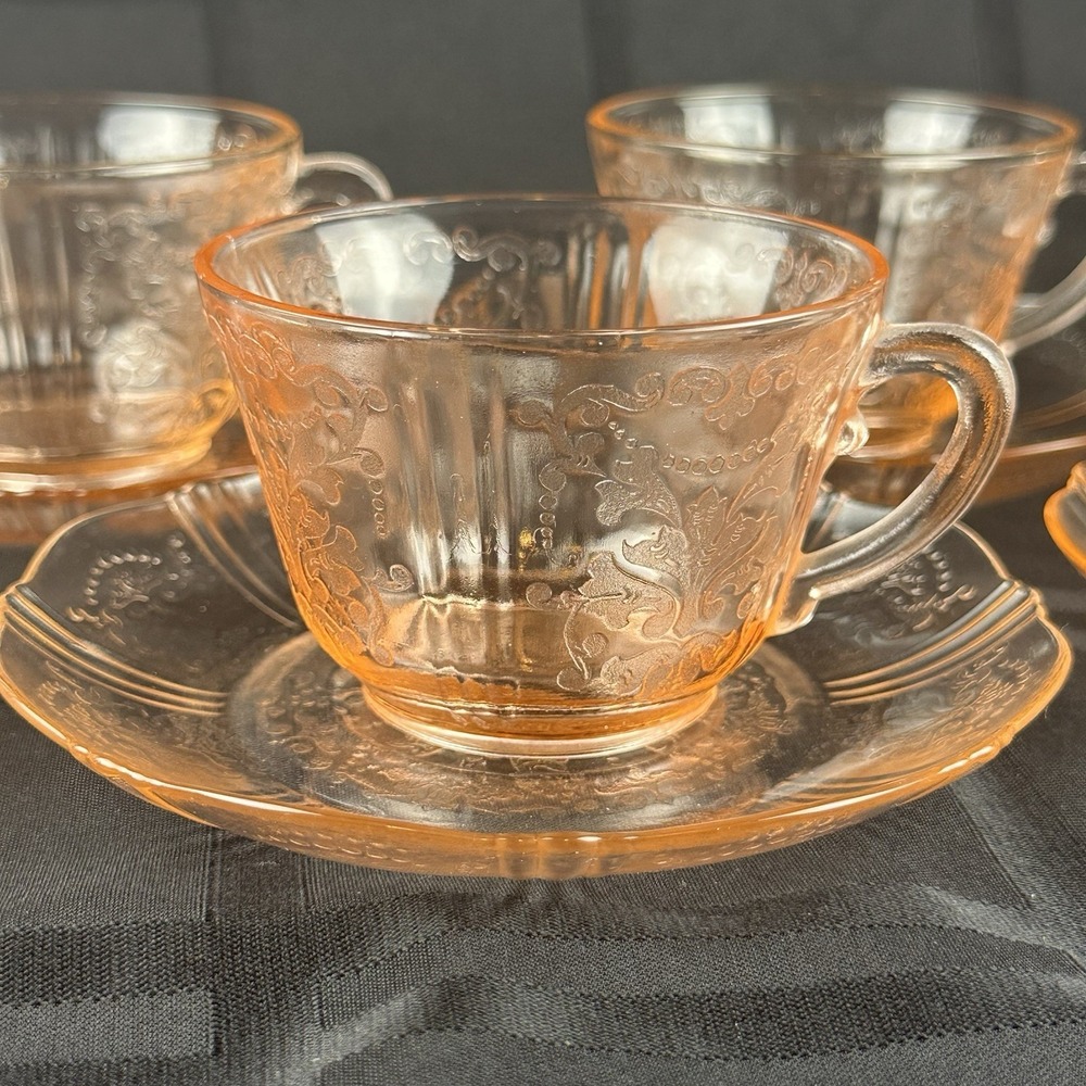 Vtg Macbeth Evans American Sweetheart Pink Depression Glass‎ 2pc Cup Saucer Set